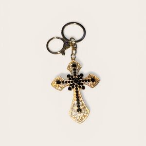 Black and Gold Cross Keychain or Bag Charm